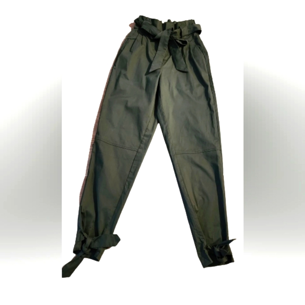 Waist long Pants trousers with bow tie beltpockets